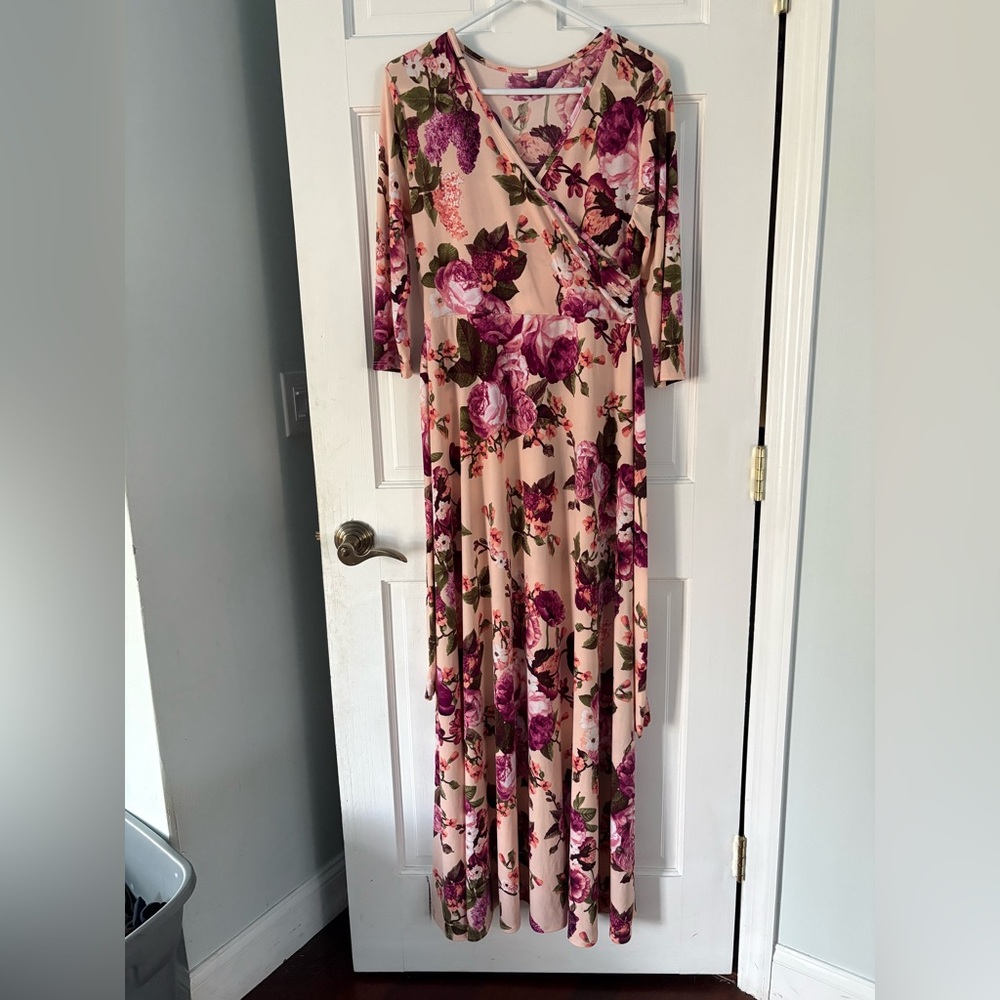 Pinkblush Floral Dress with Pink and Purple Accents